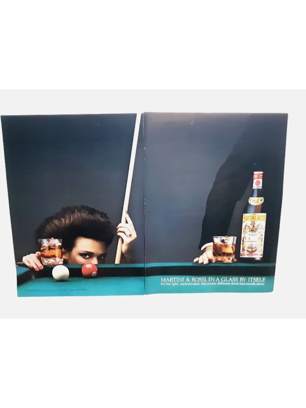 1984 Martini & Rossi Vermouth Ad Pool Table Billiards 2 Page Vintage